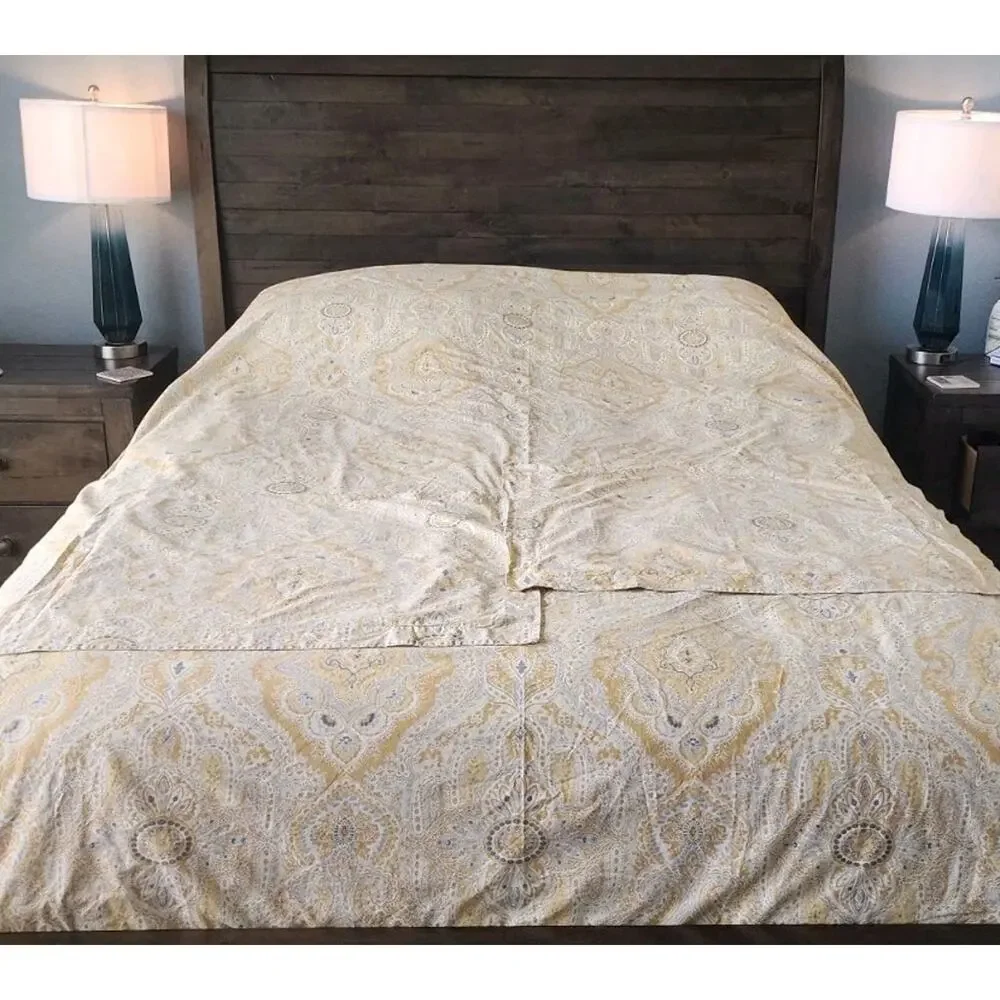Pottery Barn Yellow Cotton Viola Paisley Duvet Cover Set Full/Queen Shams
